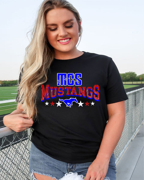 MCS Mustangs Logo with Stars DTF Transfer