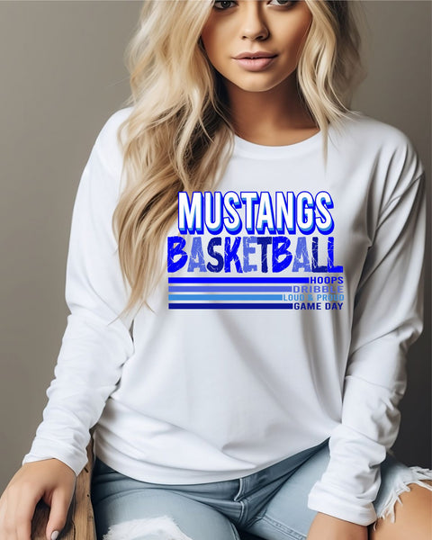 Mustangs Basketball with Stripes DTF Transfer