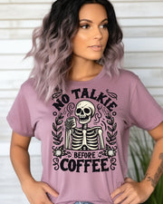 No Talkie Before Coffee Skulls DTF Transfer