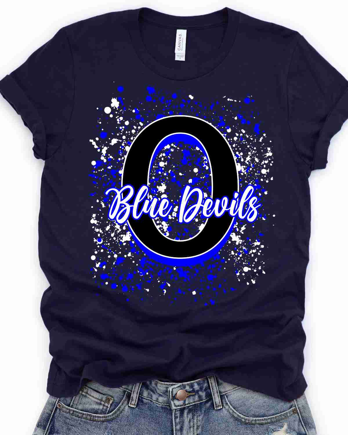 Ogdensburg Blue Devils Letter Splatter DTF Transfer