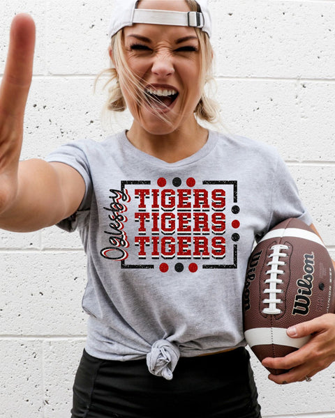 Oglesby Tigers Rectangle with Dots DTF Transfer