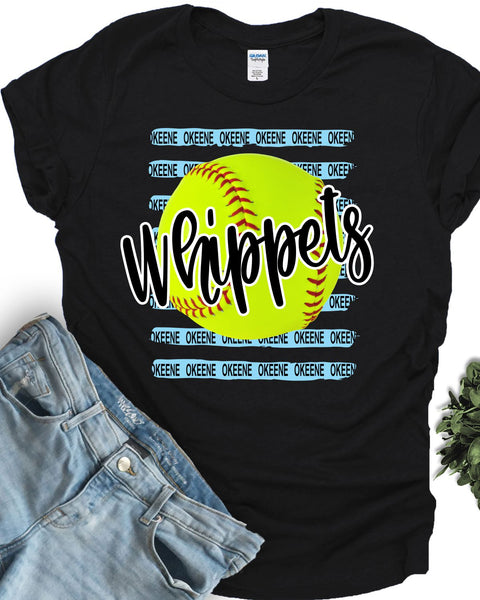 Okeene Whippets Softball with Stripes DTF Transfer