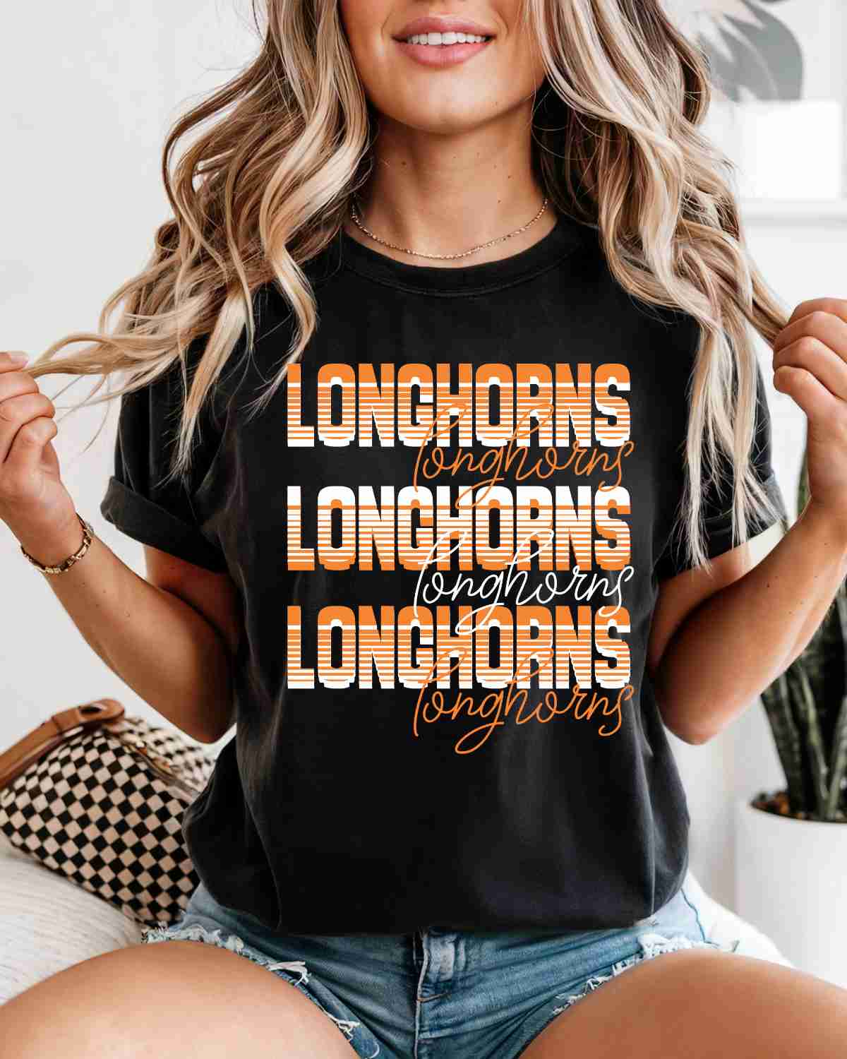 Longhorns Sliced Lettering DTF Transfer