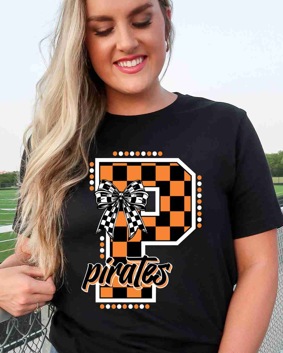 Pirates Checkered Letter Bow DTF Transfer