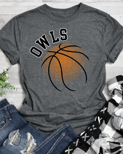Owls Basketball Halftone Ball DTF Transfer