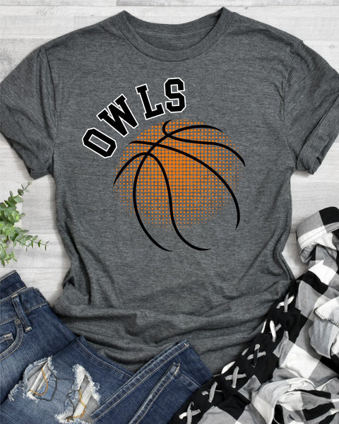 Owls Basketball Halftone Ball DTF Transfer