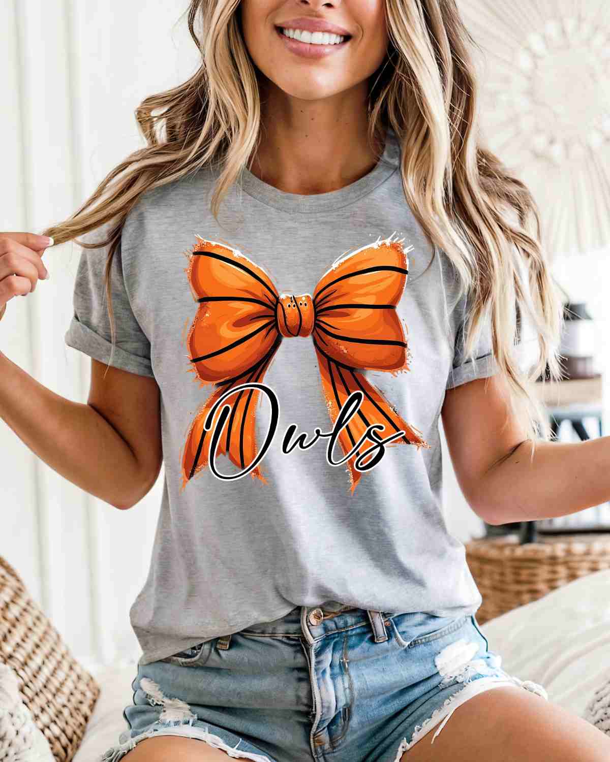 Owls Basketball Coquette Bow DTF Transfer