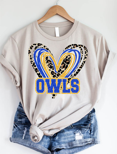 Owls Triple Heart DTF Transfer