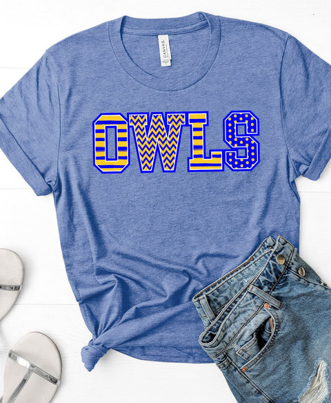 Owls Mascot Word DTF Transfer