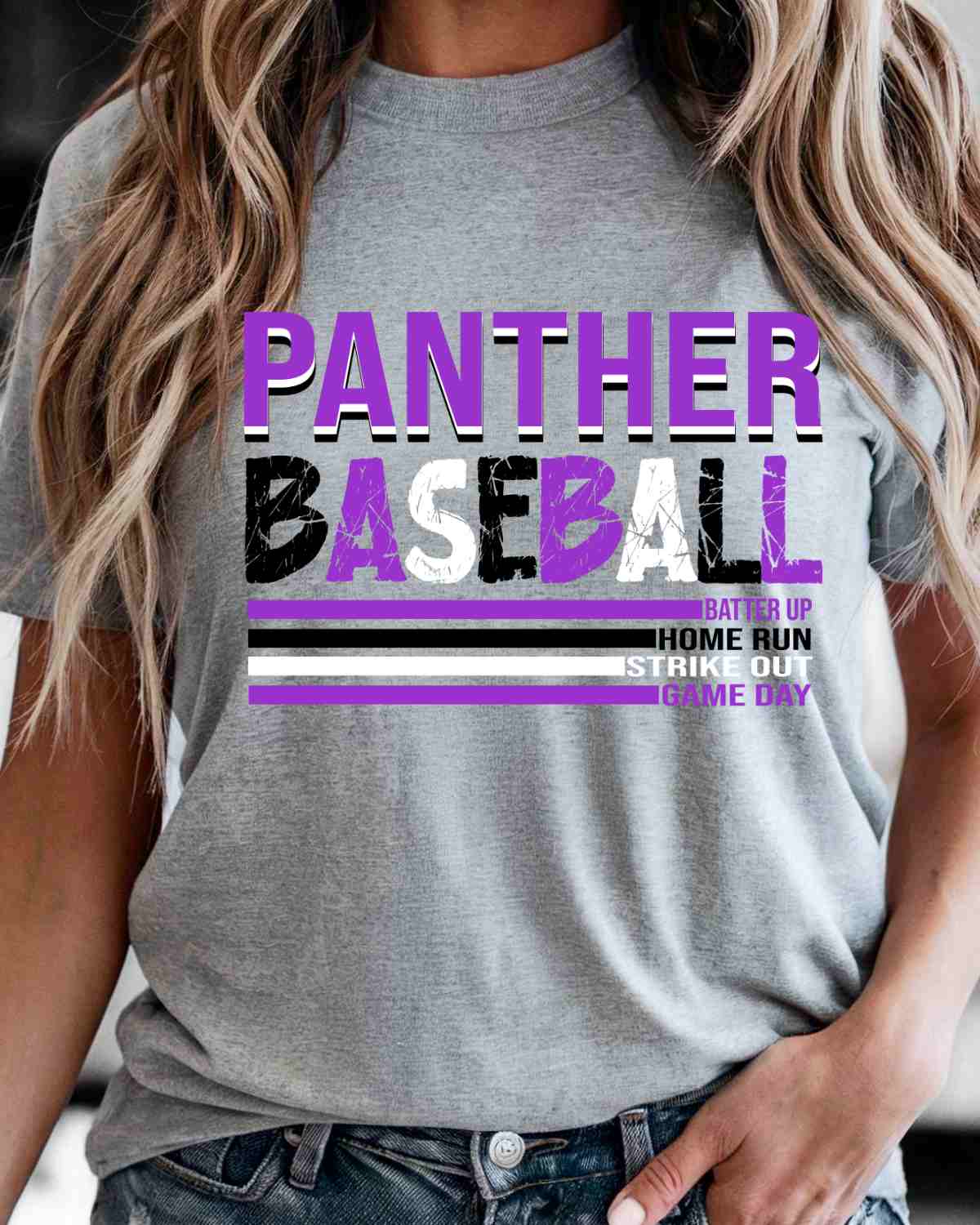 Panther Baseball Stripes DTF Transfer - Rustic Grace Heat Transfer Company