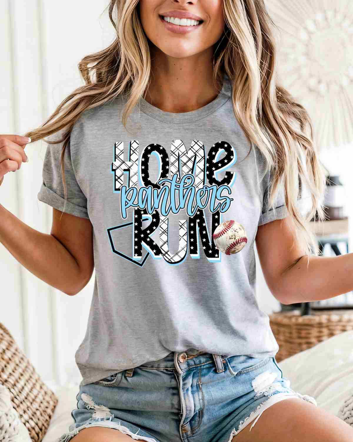 Home Run Panthers DTF Transfer - Rustic Grace Heat Transfer Company