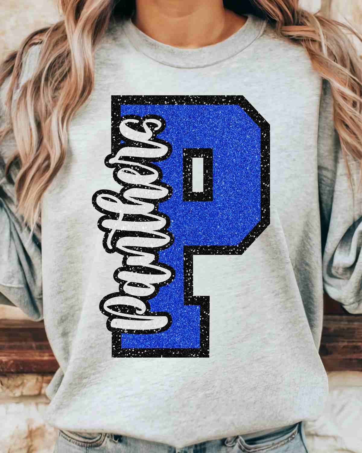 Panthers Glitter Letter DTF Transfer - Rustic Grace Heat Transfer Company