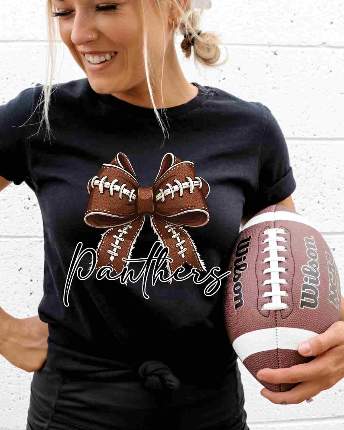 Panthers Football Coquette Bow DTF Transfer