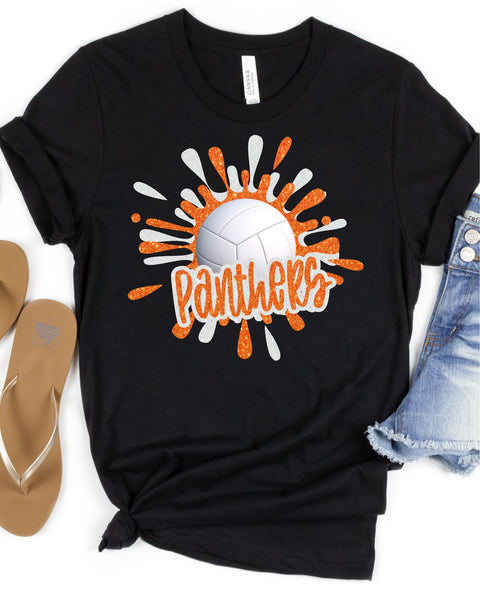 Panthers Volleyball Splatter DTF Transfer