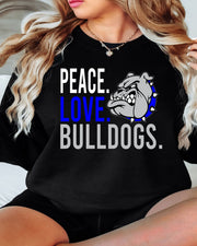 Peace Love Bulldogs Words DTF Transfer