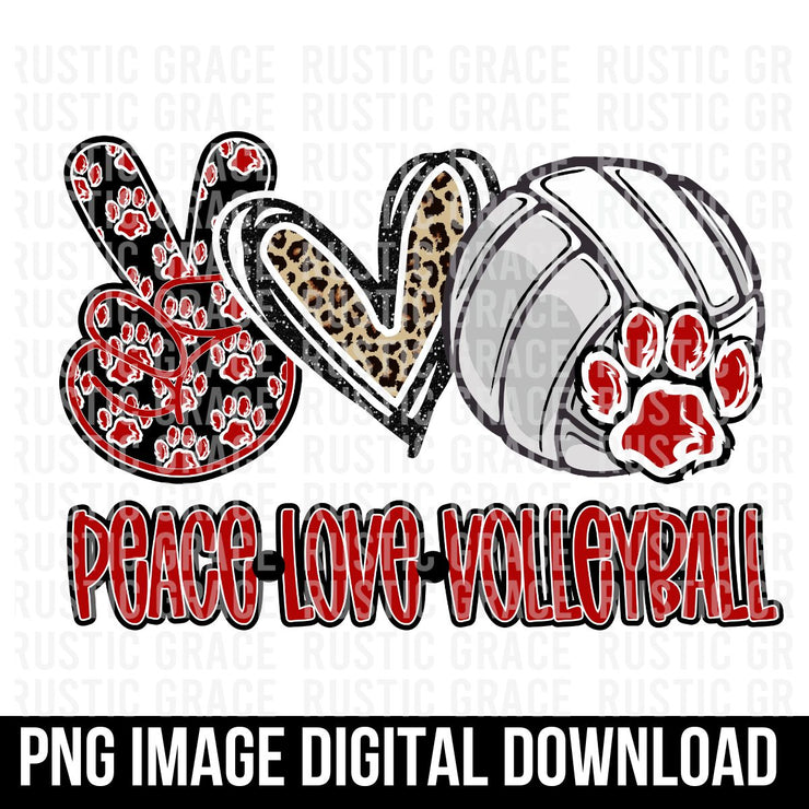 Peace Love Volleyball Paw Digital Download
