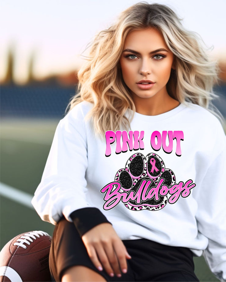 Pink Out Bulldogs Paw Print DTF Transfer