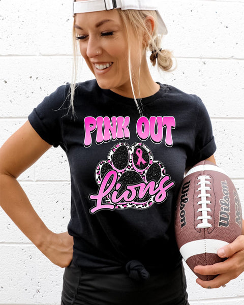 Pink Out Lions Paw Print DTF Transfer