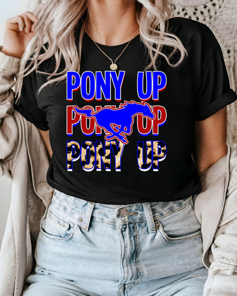 Pony Up Mustangs Repeating Logo DTF Transfer