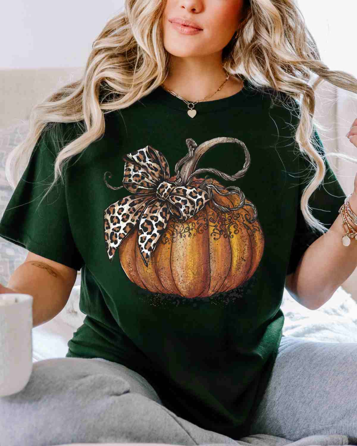 Vintage Pumpkin Leopard Bow DTF Transfer