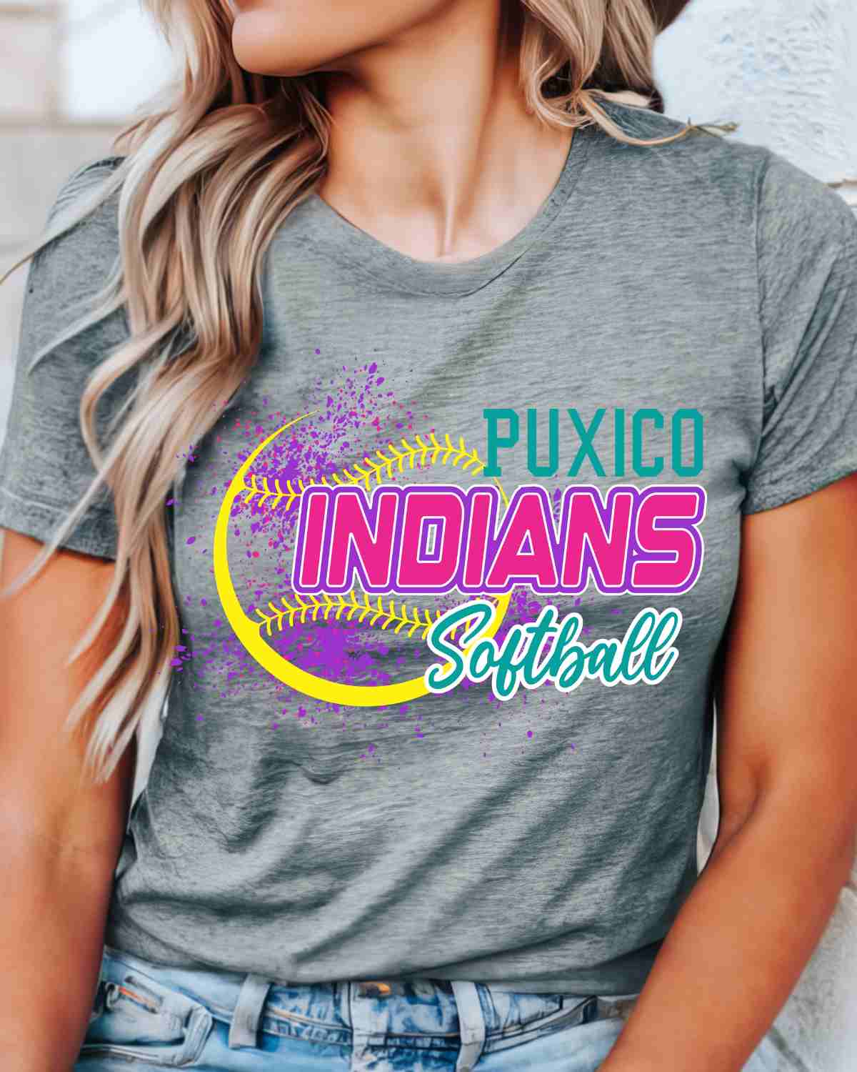 Puxico Indians Softball Splatter DTF Transfer