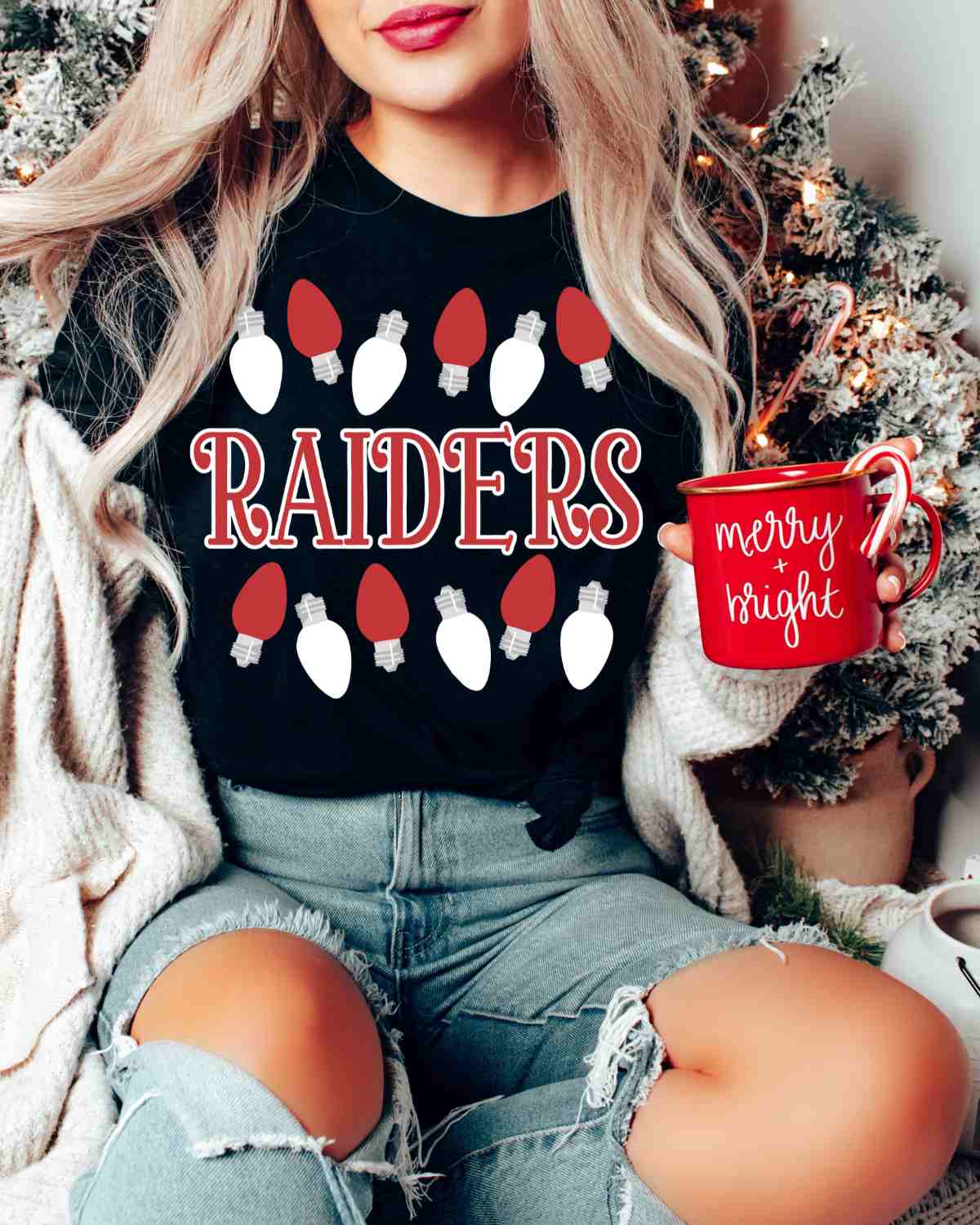 Raiders Christmas Lights DTF Transfer
