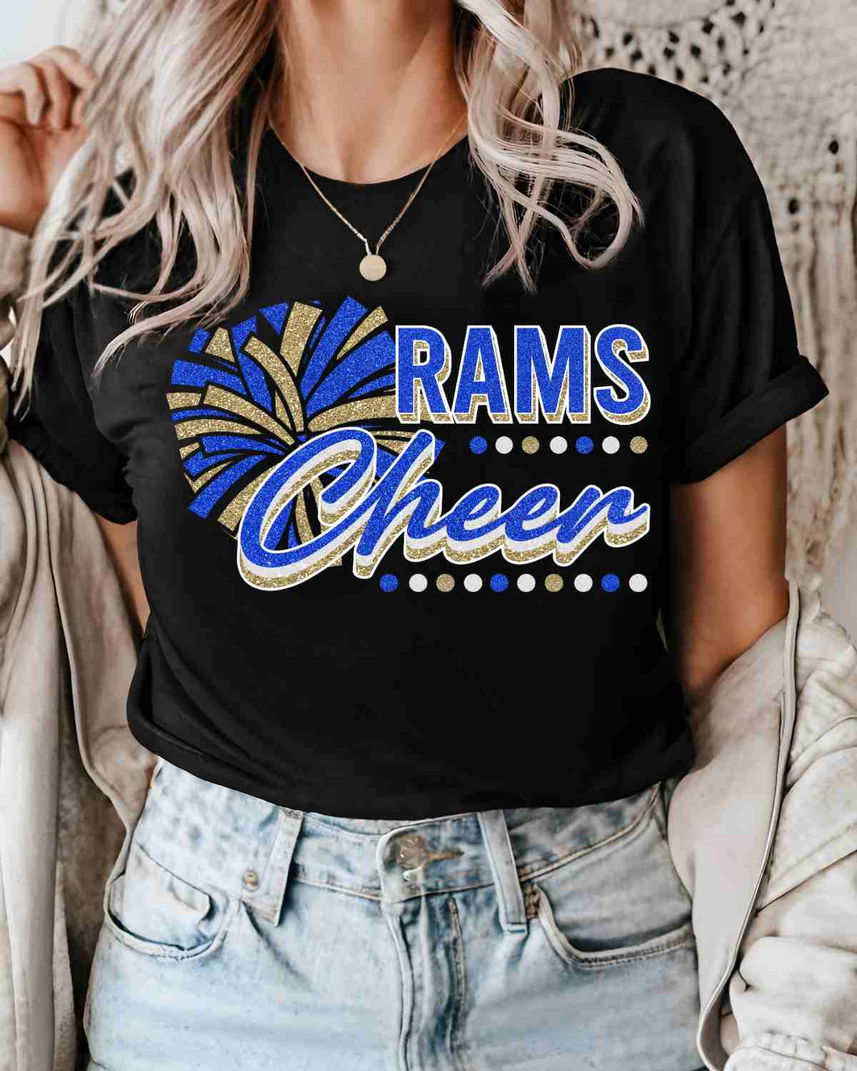Rams Cheer Pom with Dots DTF Transfer