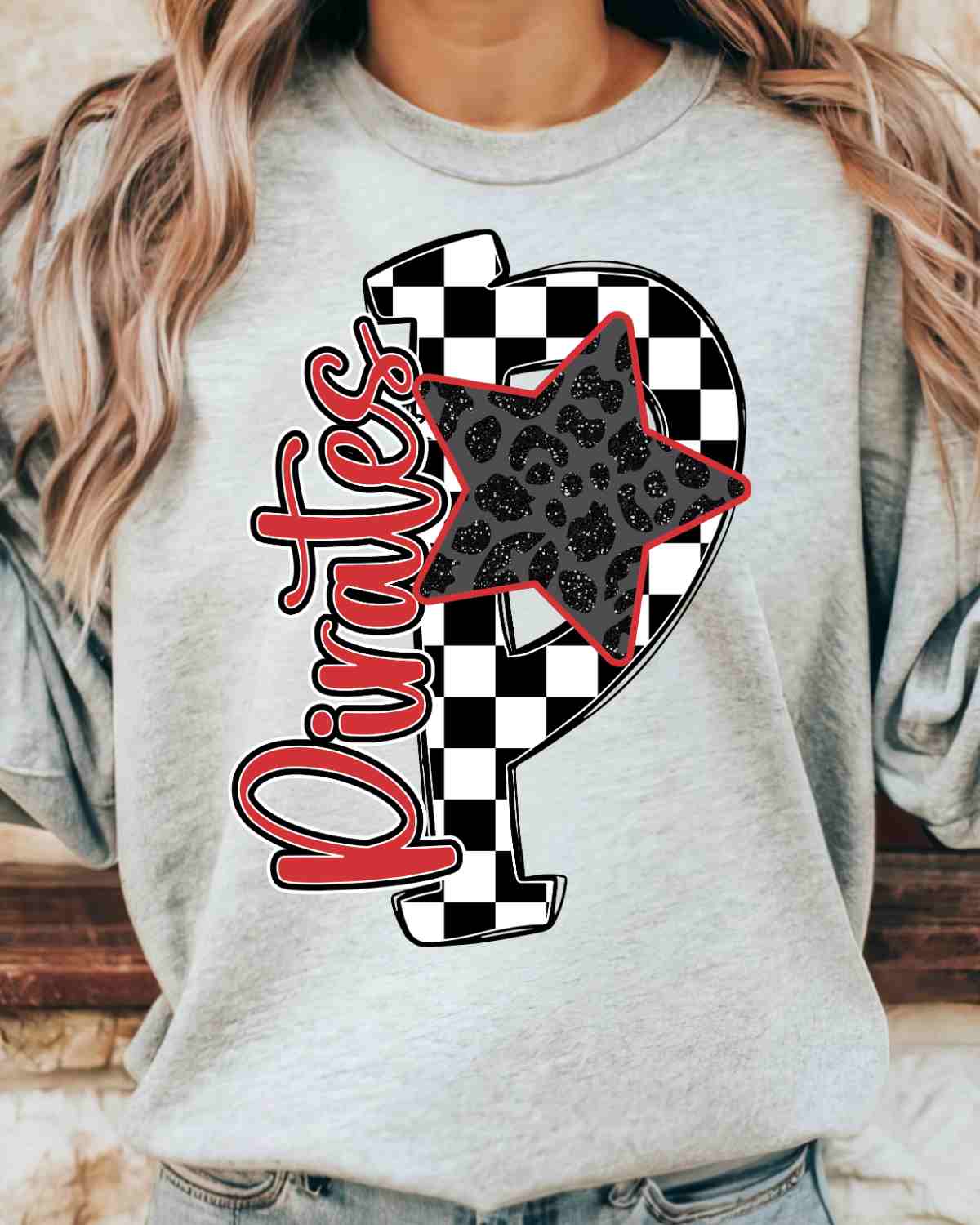 Pirates Letter Checkered Star DTF Transfer