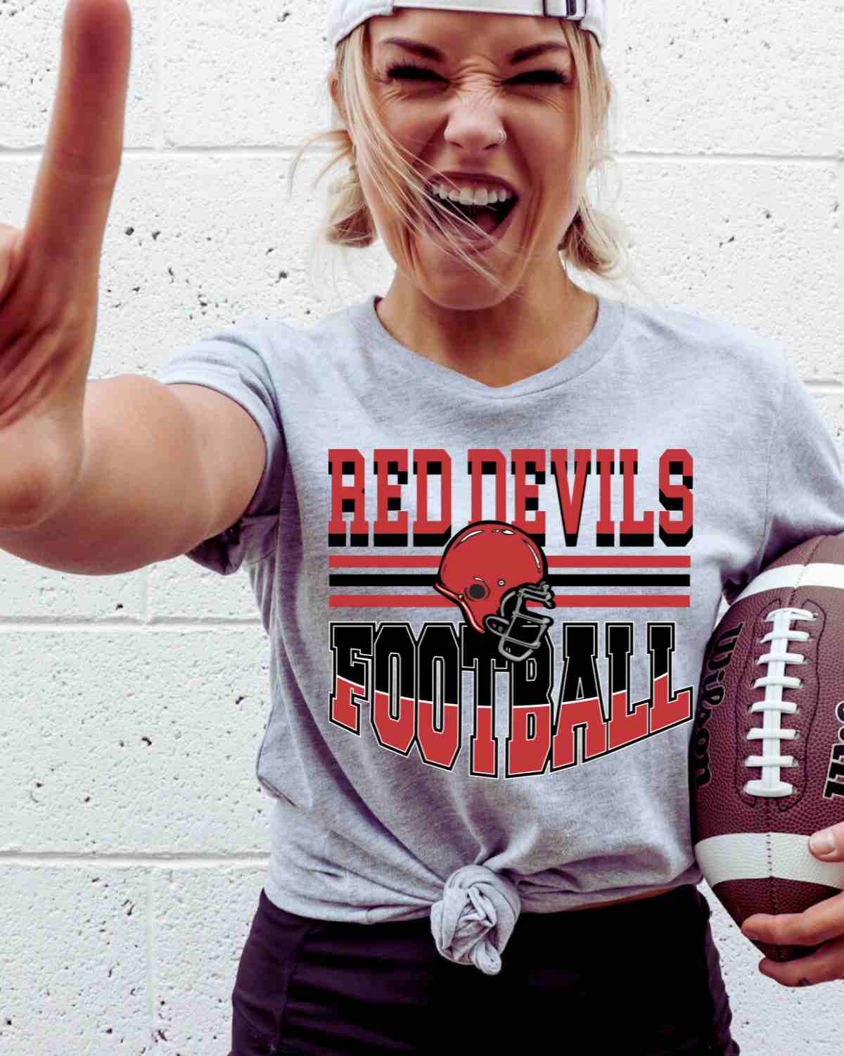 Red Devils Football Helmet Middle DTF Transfer