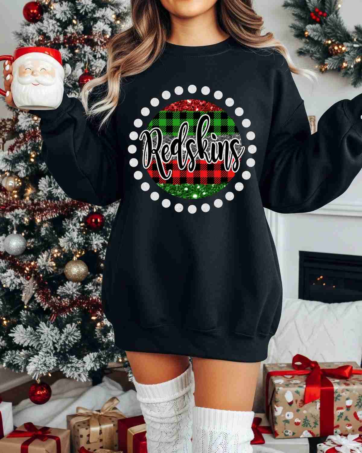 Redskins Christmas Spirit Circle Dot DTF Transfer