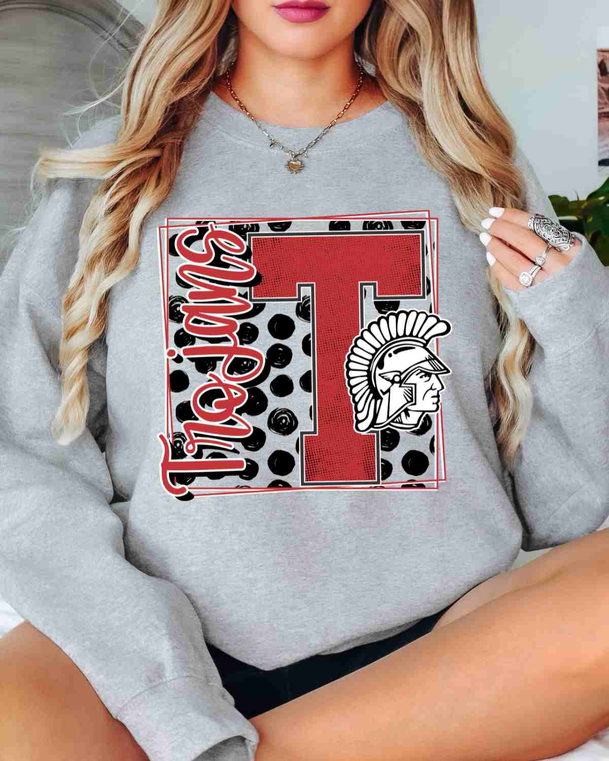 Trojans Square Polka Dots DTF Transfer - Rustic Grace Heat Transfer Company