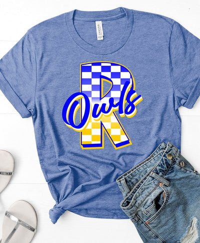 R Owls Checkered Letter DTF Transfer