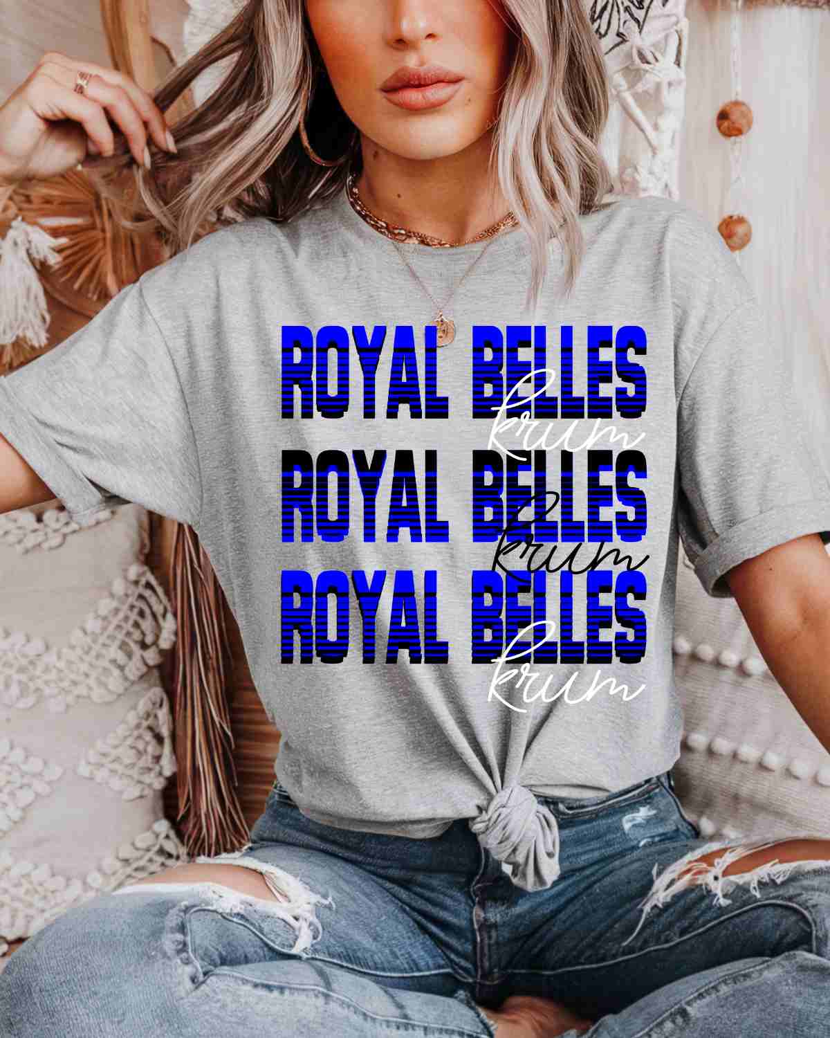 Royal Belles Krum Sliced Lettering DTF Transfer