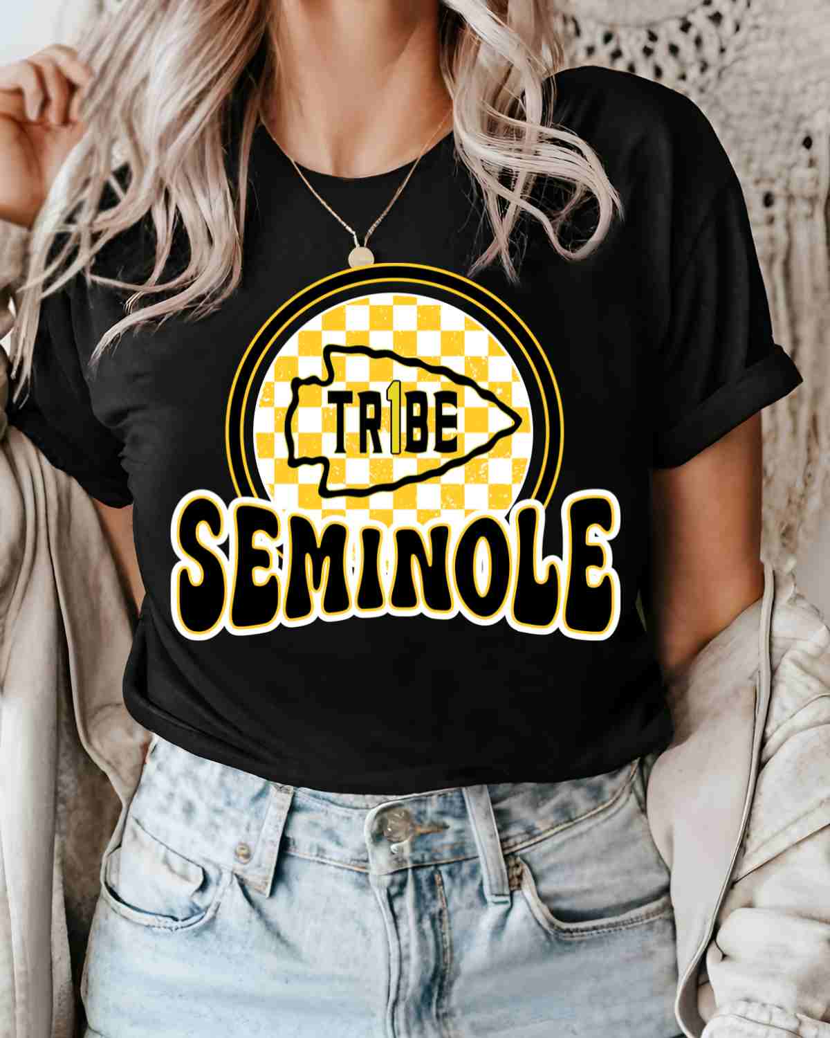 Seminole Tribe Checkered Circle Logo DTF Transfer