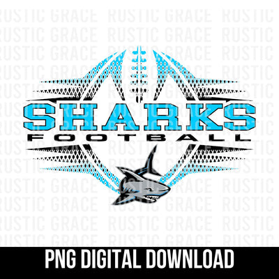 Sharks Football Halftone Digital Download