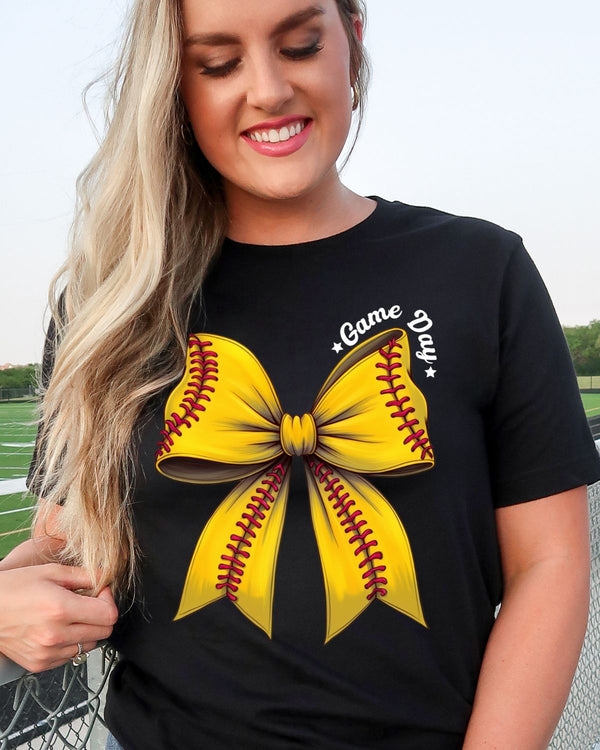 Game Day Softball Bow DTF Transfer