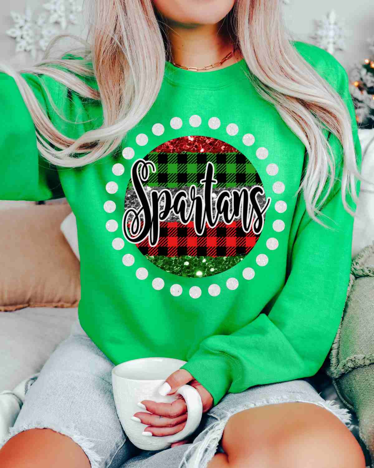Spartans Christmas Spirit Circle Dot DTF Transfer