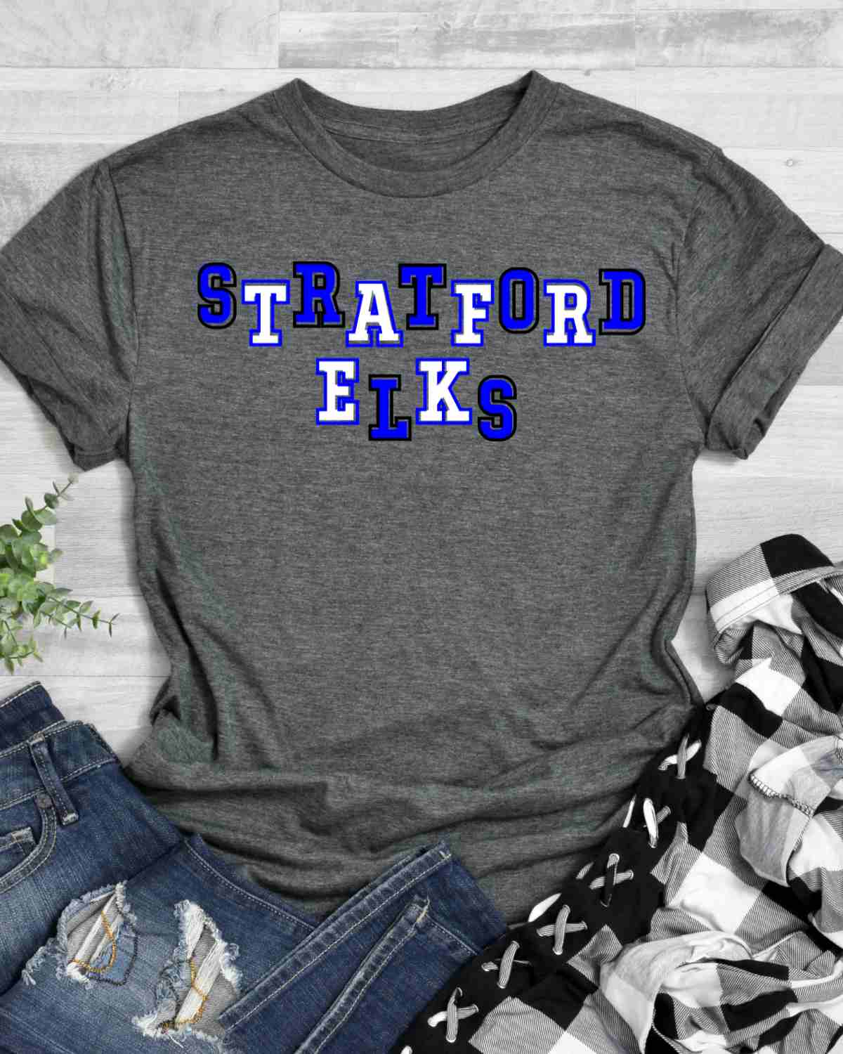 Stratford Elks Offset Letters DTF Transfer - Rustic Grace Heat Transfer Company