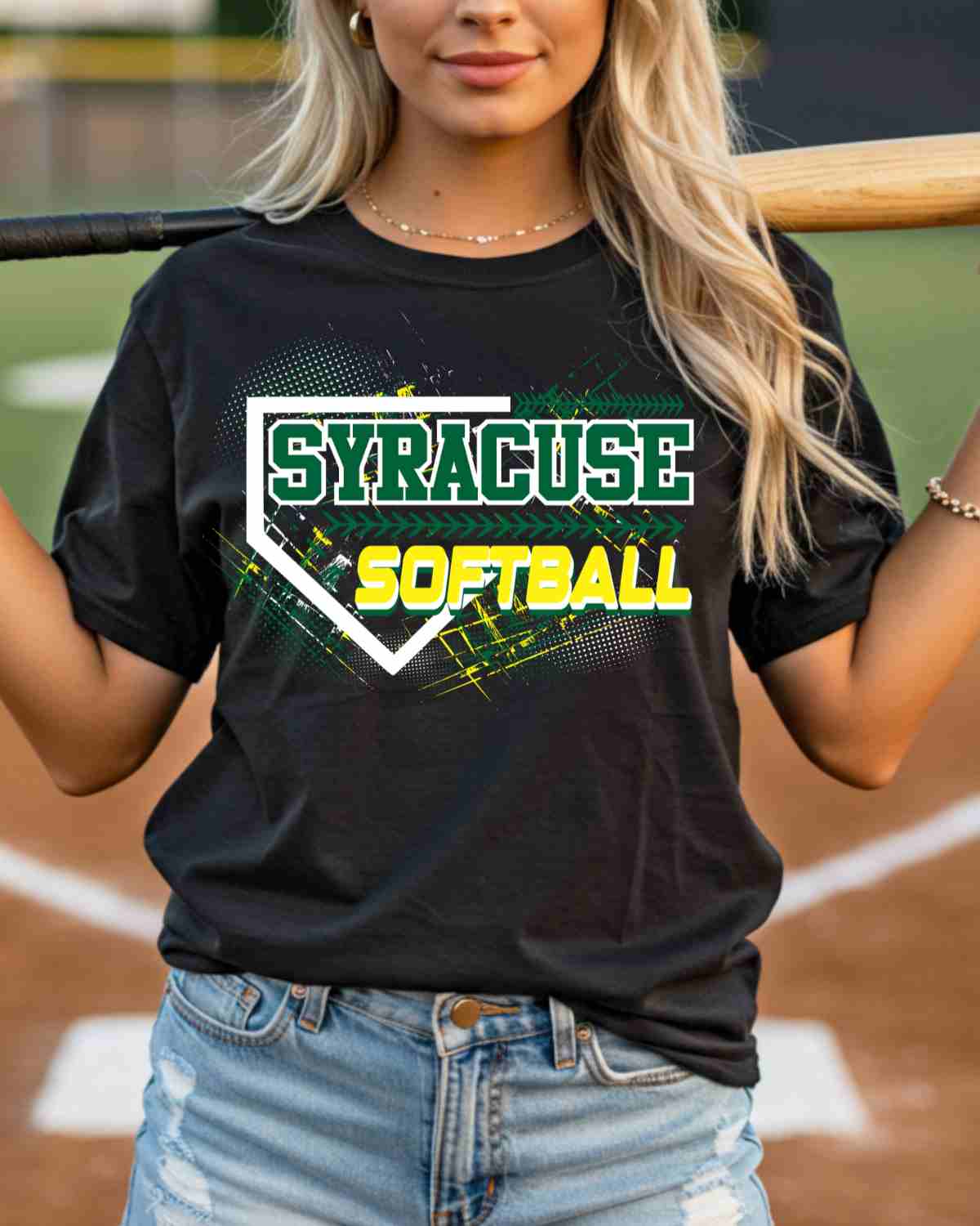 Syracuse Softball Home Plate Grunge DTF Transfer - Rustic Grace Heat Transfer Company