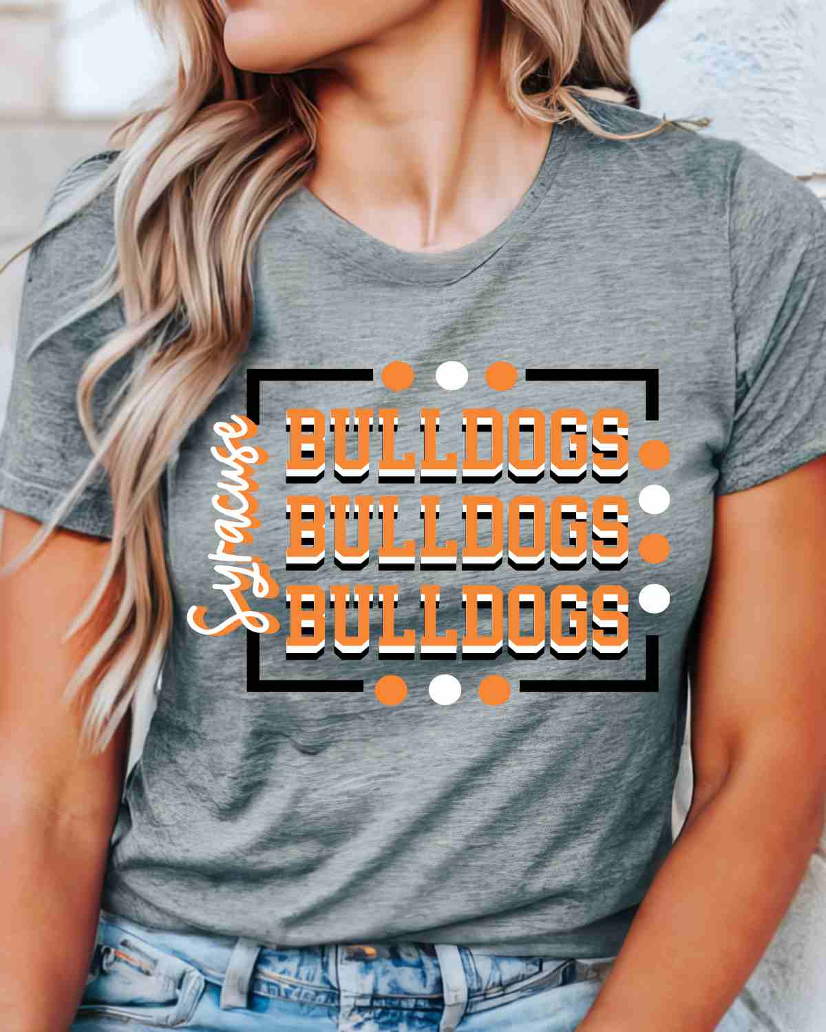 Syracuse Bulldogs Rectangle with Dots DTF Transfer