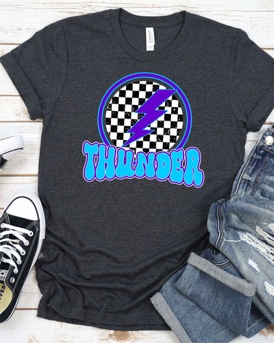 Thunder Circle Checkered Mascot Logo DTF Transfer
