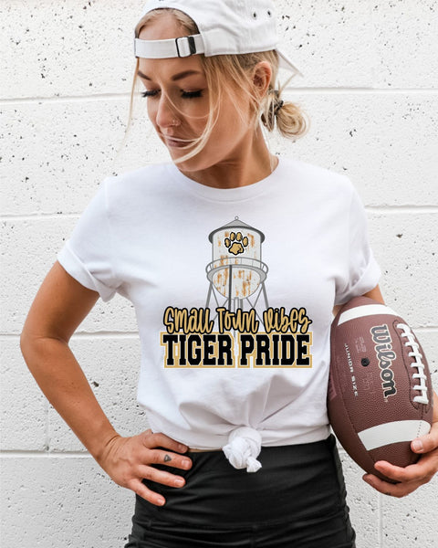 Small Town Vibes & Tiger Pride Water Tower DTF Transfer