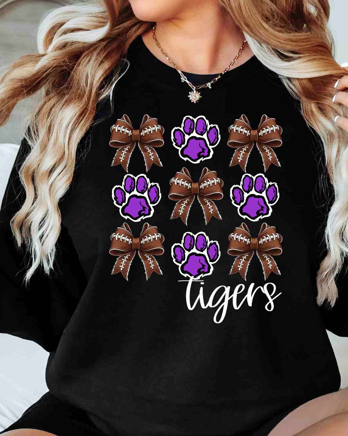 Tigers Football Coquette Bows DTF Transfer