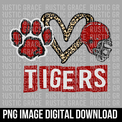 Tigers Heart Football Helmet Digital Download