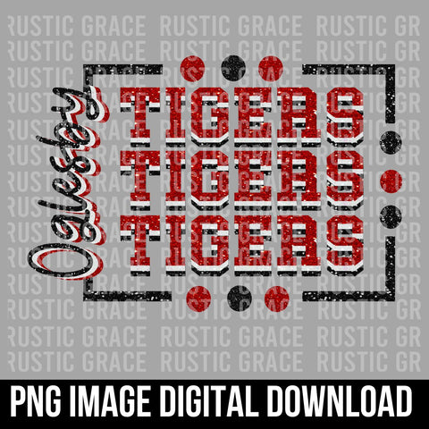 Oglesby Tigers Rectangle with Dots Digital Download