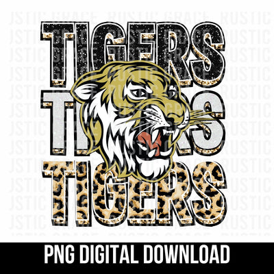 Tigers Repeating Mascot Logo Digital Download