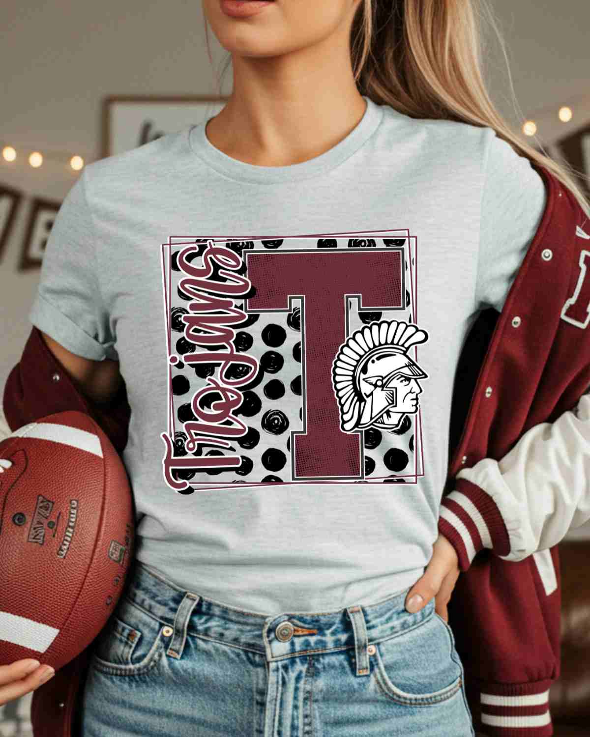 Trojans Square Polka Dots DTF Transfer - Rustic Grace Heat Transfer Company