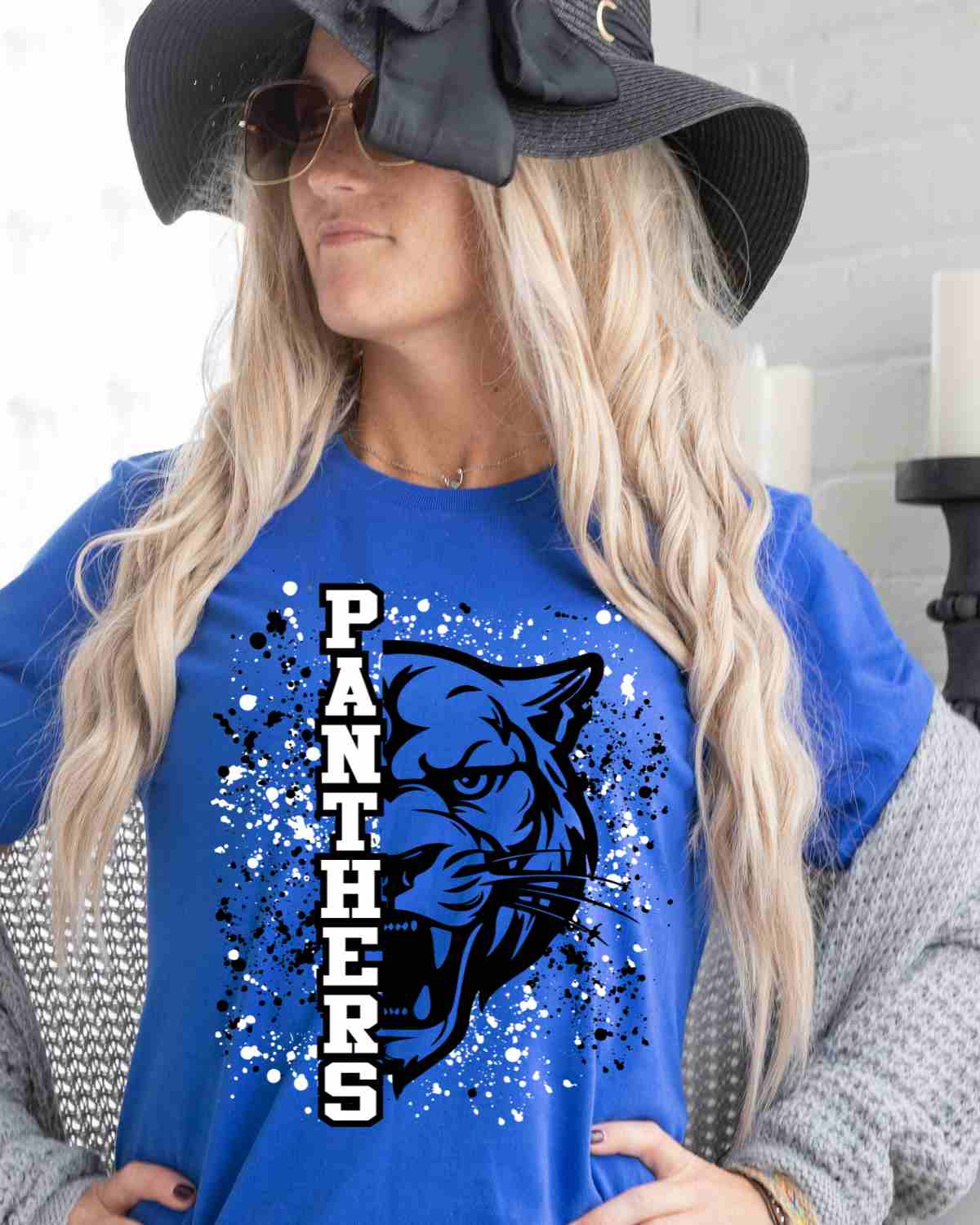 Panthers Mascot Splatter DTF Transfer - Rustic Grace Heat Transfer Company