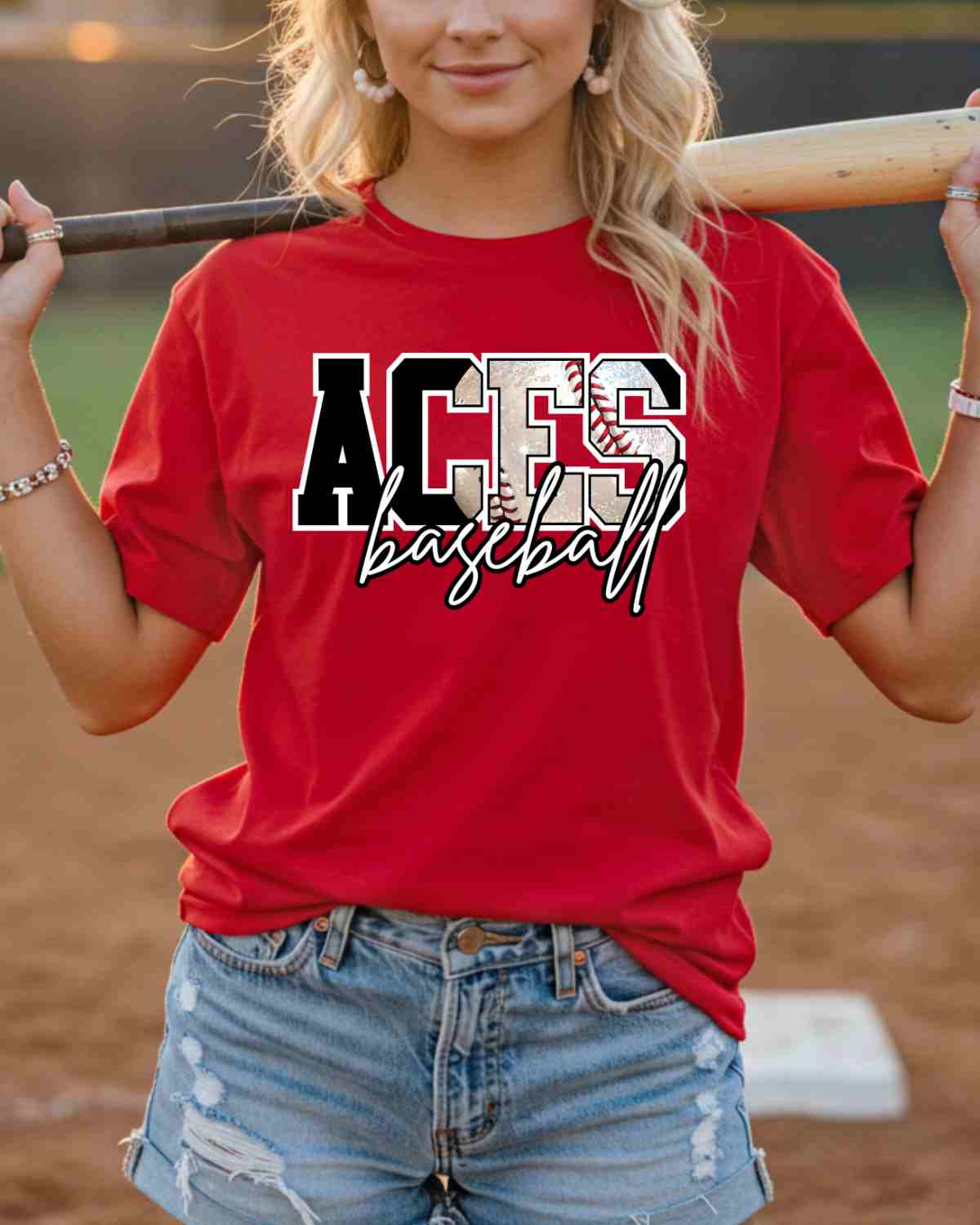 Aces Baseball Glitter Ball DTF Transfer