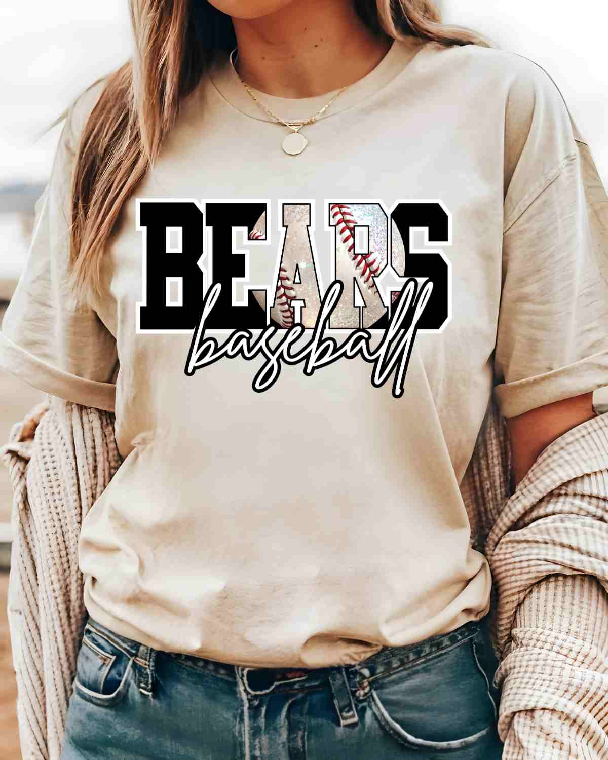 Bears Baseball Glitter Ball DTF Transfer - Rustic Grace Heat Transfer Company